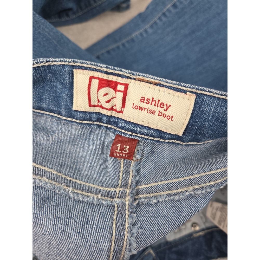 LEI Ashley Lowrise BootCut Jeans Junior 13 Flare Denim Pocket Embroidery Stretch - Picture 7 of 12